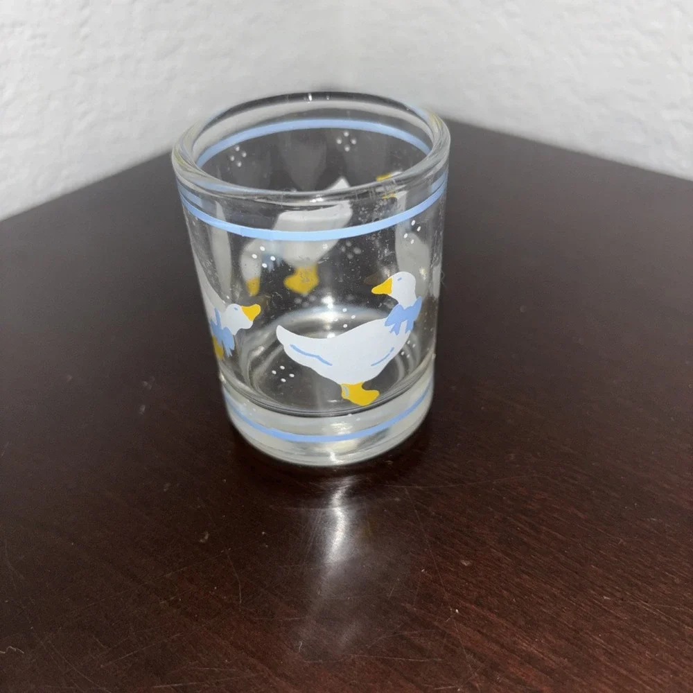 Vintage Goose‎ Votive Candle Holders / Indiana Glass Country Blue Geese